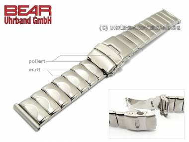 Stainless steel band 22mm solid-look partly polished elegant from BEAR - Bild vergr��ern 