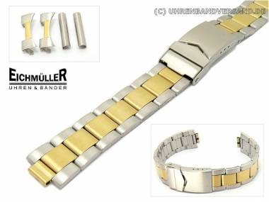 Watch band 22mm stainless steel dual tone matt straight & curved end links from Eichmueller - Bild vergr��ern 