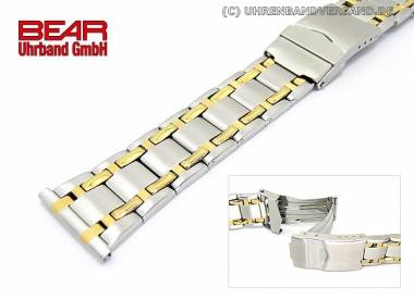 Stainless steel band 24mm dual tone solid look partly polished sporty-elegant design from BEAR - Bild vergr��ern 