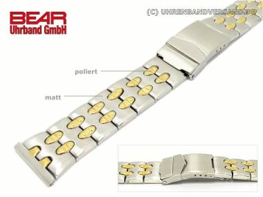 Stainless steel band 22mm dual tone solid-look partly polished sporty fashionable from BEAR - Bild vergr��ern 