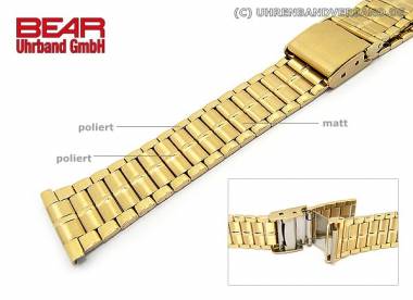Stainless steel band 20mm golden partly polished elegant from BEAR - Bild vergr��ern 