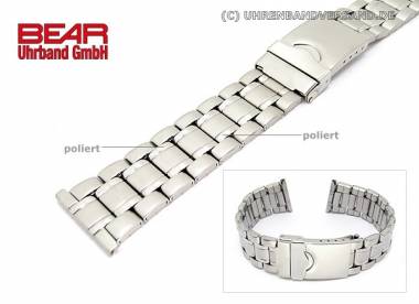 Stainless Steel watch band XL 22mm sandblasted partly polished sporty-elegant from BEAR - Bild vergr��ern 