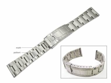 Watch band stainless steel 22mm solid partly polished deployant clasp by Herzog - Bild vergr��ern 