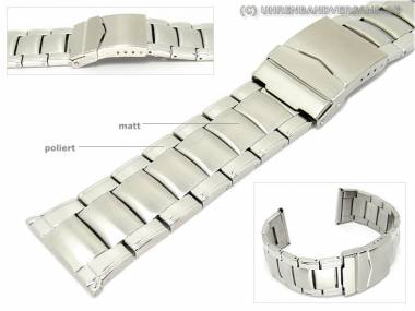 Watch band stainless steel 26mm solid-look partly polished clasp - Bild vergr��ern 