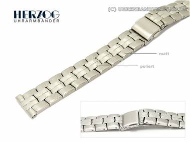 Watch band stainless steel 16mm solid-look partly polished deployant clasp by Herzog - Bild vergr��ern 