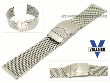 Watch band stainless steel 26mm mesh partly polished deployant clasp from Vollmer - Bild vergr��ern 