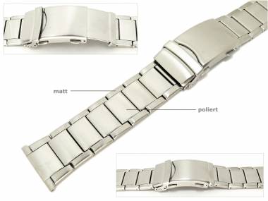 Watch band stainless steel 24mm clasp with extension partly polished elegant - Bild vergr��ern 