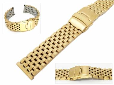 Watch band stainless steel 22mm solid gold plated brushed surface heavy type - Bild vergr��ern 