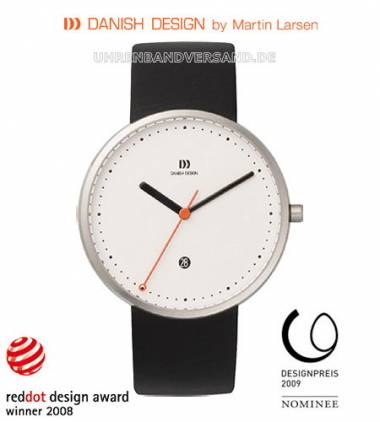 Men's watch stainless steel white face leather strap by Martin Larsen from Danish Design (*DD*HU*) - Bild vergr��ern 
