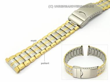 Watch band stainless steel XL dual tone 20mm elegant design partly polished - Bild vergr��ern 