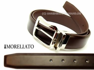 Leather Belt -Jeff- from MORELLATO dark brown smooth length 105cm / 42-  - can be shortened - Bild vergr��ern 