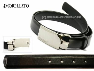 Leather Belt -Jim- from MORELLATO black smooth length 105cm / 42- - can be shortened - Bild vergr��ern 