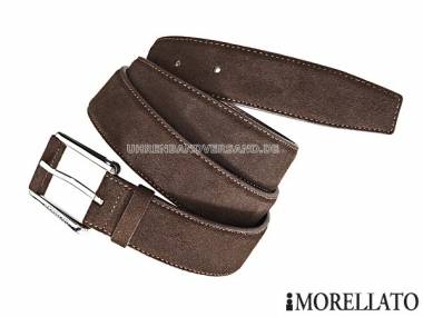 Leather Belt -Carl- from MORELLATO dark brown suede leather length 102cm / 40- - Bild vergr��ern 