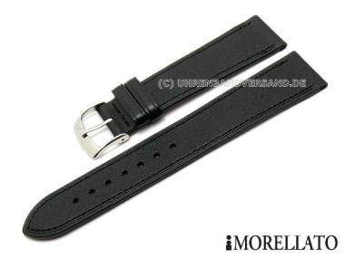 Watch strap -Soft- 22mm black genuine calfs leather stitched by MORELLATO (width of buckle 20 mm) - Bild vergr��ern 