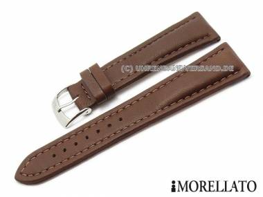 Watch strap 24mm brown nature calfs leather grained stitched by MORELLATO (width of buckle 20 mm) - Bild vergr��ern 