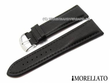 Watch strap 28mm black nature calfs leather grained stitched by MORELLATO (width of buckle 24 mm) - Bild vergr��ern 