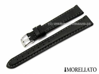 Watch strap -Delta- 14mm black finely grained grey stitching by MORELLATO (width of buckle 12 mm) - Bild vergr��ern 