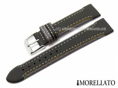 Watch strap 22mm -Carving- black/grey yellow sides by MORELLATO (width of buckle 20 mm) - Bild vergr��ern 