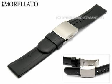 Watch band -Tevere- 20mm black smooth rubber deployant clasp by MORELLATO (width of buckle 20 mm) - Bild vergr��ern 