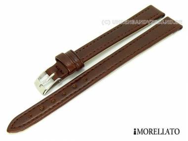 Watch strap 10mm dark brown -Mexico XL- smooth thin stitched by MORELLATO (width of buckle 10 mm) - Bild vergr��ern 