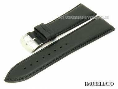 Watch strap 30mm black -Nappa Extra- smooth surface stitched by MORELLATO (width of buckle 24 mm) - Bild vergr��ern 