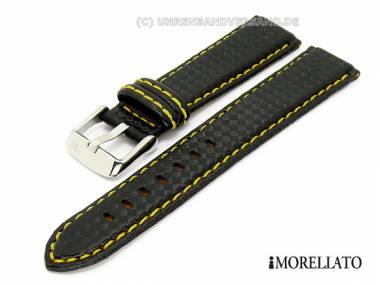 Watch strap 22mm black -Biking- Carbon-Look yellow stitching by MORELLATO - Bild vergr��ern 