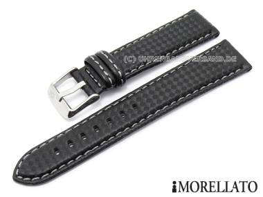Watch strap 20mm black -Biking- Carbon-Look grey stitching by MORELLATO - Bild vergr��ern 