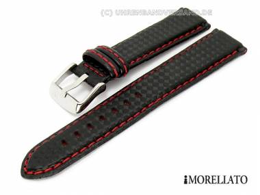 Watch strap 20mm black -Biking- Carbon-Look red stitching by MORELLATO - Bild vergr��ern 