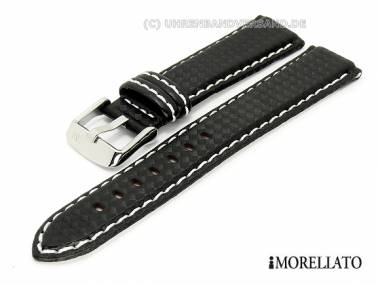 Watch strap 20mm black -Biking- Carbon-Look white stitching by MORELLATO - Bild vergr��ern 