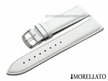 Watch strap 24mm white -Nappa Extra- smooth surface stitched by MORELLATO (width of buckle 22 mm) - Bild vergr��ern 