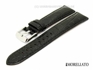 Watch strap 22mm black -Ypsilon- alligator grain glossy finish by MORELLATO - Bild vergr��ern 