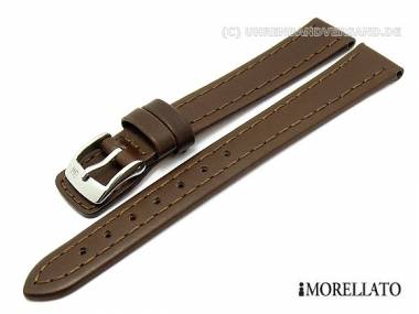 Watch strap -Anallergico- 14mm dark brown real leather smooth stitching by MORELLATO - Bild vergr��ern 