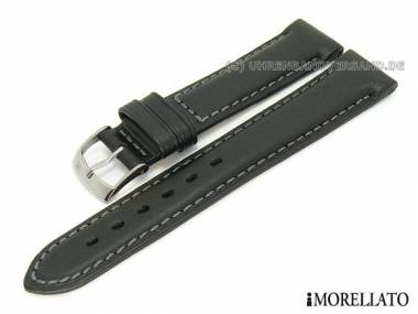 Watch band -Bottolato- 22mm black leather grained by MORELLATO (width of buckle 20 mm) - Bild vergr��ern 