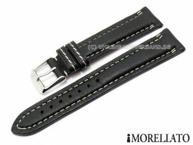 Watch strap -Cervo Americano- 18mm black genuine deer leather by MORELLATO (width of buckle 16 mm) - Bild vergr��ern 