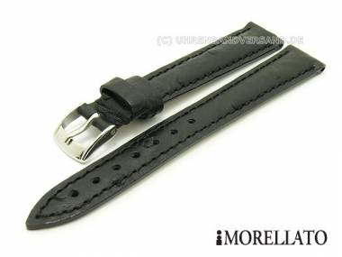 Watch strap 12mm black -Chagall- real leather ostrich grain stitched by MORELLATO - Bild vergr��ern 