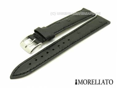Watch strap 16mm black -Chagall- real leather ostrich grain stitched by MORELLATO - Bild vergr��ern 