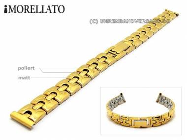 Watch strap 12mm stainless steel PVD-gold partly polished elegant from MORELLATO - Bild vergr��ern 