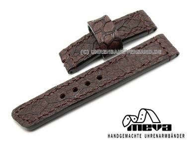 Hand made watch strap leather 22mm dark brown stitched cow udder (width of buckle 22 mm) - Bild vergr��ern 