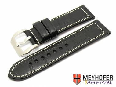 Watch Strap -Pretoria PNR- 22mm black alligator grain MEYHOFER (width of buckle 22 mm) - Bild vergr��ern 