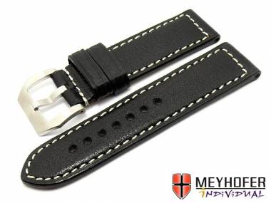 Watch Strap -Canberra PNR- 26mm black genuine buffalo MEYHOFER (width of buckle 26 mm) - Bild vergr��ern 