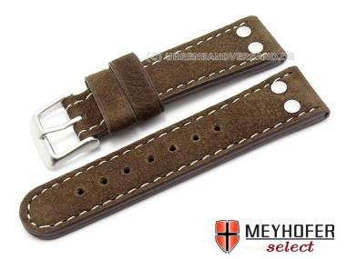 Watch band -Tarragona XS- 22mm dark brown buffalo leather by MEYHOFER (width of buckle 20 mm) - Bild vergr��ern 