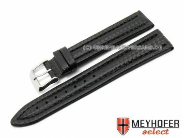 Watch band -Kandava- 22mm black carbon look stitched by MEYHOFER (width of buckle 20 mm) - Bild vergr��ern 