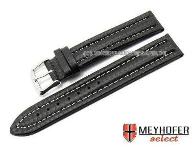 Watch band -Kandava- 24mm black carbon look white stitching by MEYHOFER (width of buckle 22 mm) - Bild vergr��ern 