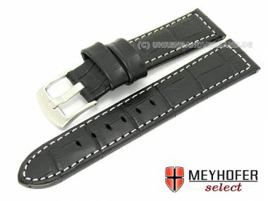 Watch band -Cartagena- 24mm black alligator grain for Panerai by MEYHOFER (width of buckle 22 mm) - Bild vergr��ern 