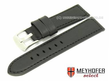 Watch band -Linares- 20mm black smooth leather by MEYHOFER (width of buckle 18 mm) - Bild vergr��ern 