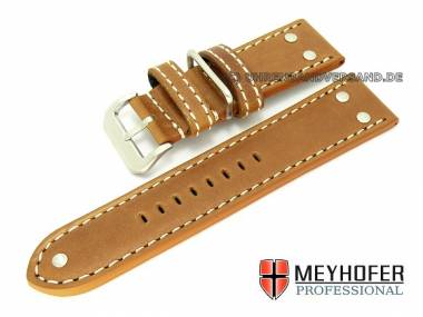 Watch band -Eindhoven- 26mm light brown Aviator style smooth from MEYHOFER (width of buckle 24 mm) - Bild vergr��ern 