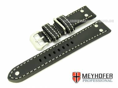 Watch band -Eindhoven- 24mm black Aviator style smooth from MEYHOFER (width of buckle 22 mm) - Bild vergr��ern 
