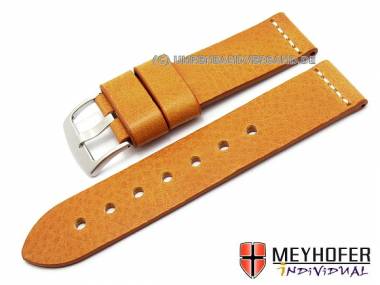 Watch band -Messina- 20mm light brown genuine leather grained by MEYHOFER (width of buckle 20 mm) - Bild vergr��ern 