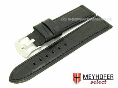 Watch band -Cartagena- 22mm black alligator grain for Panerai by MEYHOFER (width of buckle 20 mm) - Bild vergr��ern 