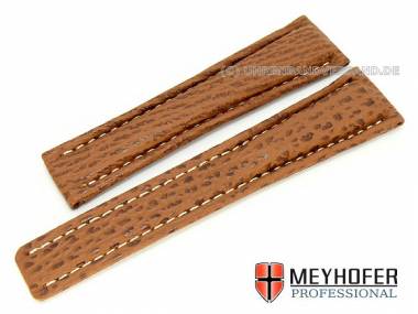 Watch band -Genua- 22mm light brown genuine shark for Breitling MEYHOFER (width of buckle 20 mm) - Bild vergr��ern 